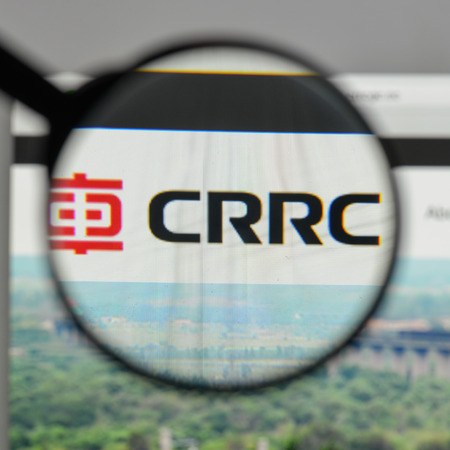 Milan, Italy - August 10, 2017: CRRC
 logo on the website homepage.のeditorial素材