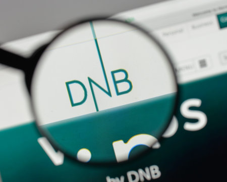 Milan, Italy - August 10, 2017: DNB ASA logo on the website homepage.
