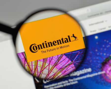 Milan, Italy - August 10, 2017: Continental
 logo on the website homepage.のeditorial素材