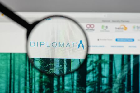 Milan, Italy - August 10, 2017: Diplomat Pharmacy logo on the website homepage.のeditorial素材