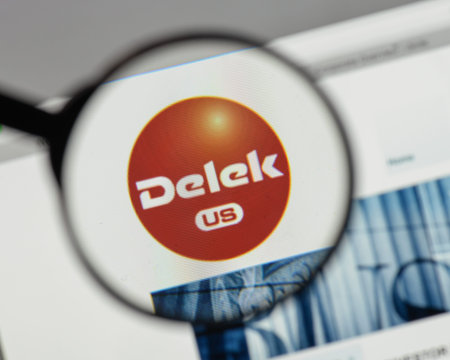 Milan, Italy - August 10, 2017: Delek US Holdings logo on the website homepage.