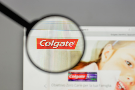 Milan, Italy - August 10, 2017: Colgate
 logo on the website homepage.のeditorial素材