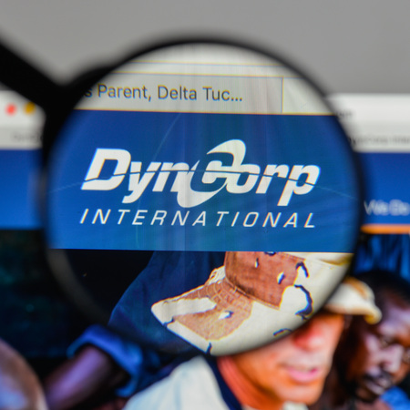 Milan, Italy - August 10, 2017: Delta Tucker Holdings logo on the website homepage.のeditorial素材