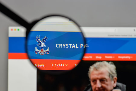 Milan, Italy - August 10, 2017: Crystal Palace logo on the website homepage.