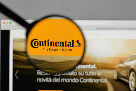 Milan, Italy - August 10, 2017: Continental logo on the website homepage.のeditorial素材