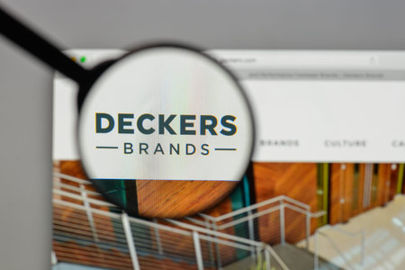 Milan, Italy - August 10, 2017: Deckers Outdoor logo on the website homepage.