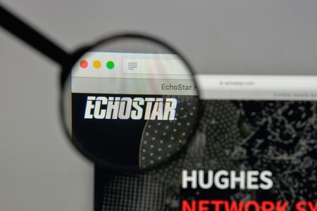 Milan, Italy - August 10, 2017: EchoStar
 logo on the website homepage.のeditorial素材
