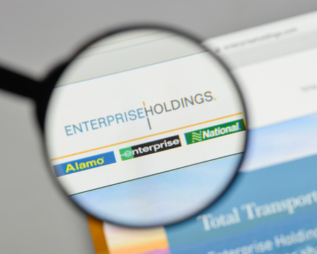 Milan, Italy - August 10, 2017: Enterprise logo on the website homepage.のeditorial素材