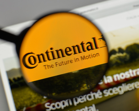 Milan, Italy - August 10, 2017: Continental
 logo on the website homepage.のeditorial素材