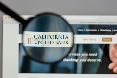 Milan, Italy - August 10, 2017: CU Bancorp logo on the website homepage.のeditorial素材