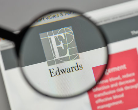 Milan, Italy - August 10, 2017: Edwards Life sciences logo on the website homepage.