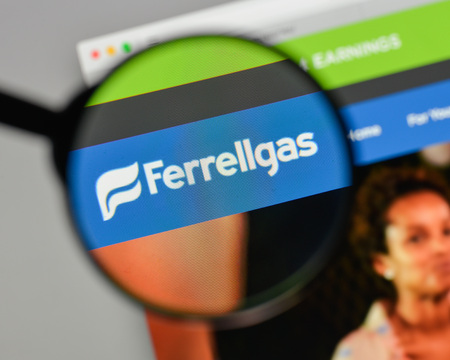 Milan, Italy - August 10, 2017: Ferrellgas Partners logo on the website homepage.のeditorial素材