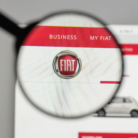 Milan, Italy - August 10, 2017: Fiat logo on the website homepage.のeditorial素材