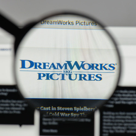 Milan, Italy - August 10, 2017: Dreamworks
 logo on the website homepage.のeditorial素材