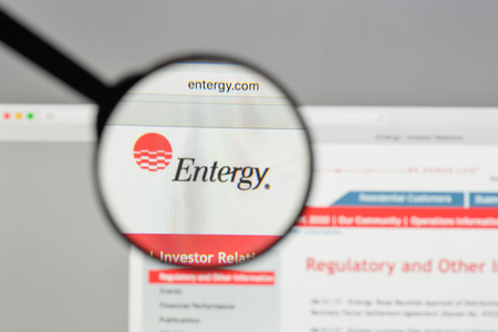 Milan, Italy - August 10, 2017: Entergy logo on the website homepage.のeditorial素材