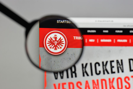 Milan, Italy - August 10, 2017: Eintracht Francoforte logo on the website homepage.のeditorial素材