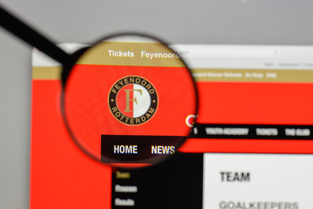 Milan, Italy - August 10, 2017: Feyenoord Rotterdam logo on the website homepage.のeditorial素材