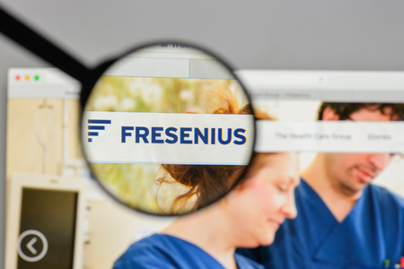 Milan, Italy - August 10, 2017: Fresenius logo on the website homepage.のeditorial素材