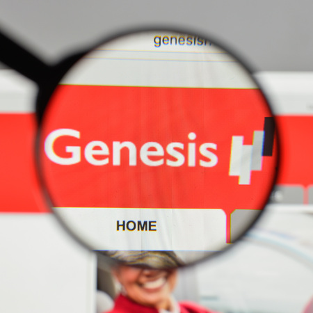 Milan, Italy - August 10, 2017: Genesis Healthcare logo on the website homepage.のeditorial素材