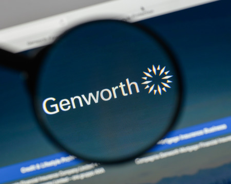 Milan, Italy - August 10, 2017: Genworth Financial logo on the website homepage.のeditorial素材