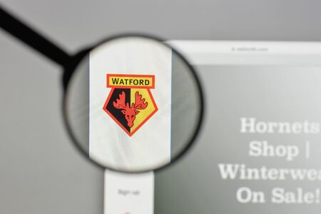 Milan, Italy - August 10, 2017: FC Watford logo on the website homepage.のeditorial素材