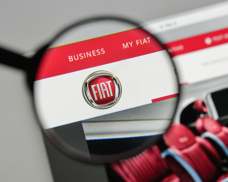 Milan, Italy - August 10, 2017: Fiat logo on the website homepage.のeditorial素材
