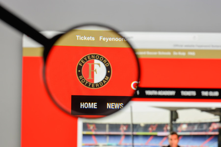 Milan, Italy - August 10, 2017: Feyenoord Rotterdam logo on the website homepage.のeditorial素材