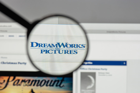 Milan, Italy - August 10, 2017: Dreamworks
 logo on the website homepage.のeditorial素材
