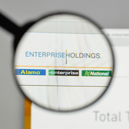 Milan, Italy - August 10, 2017: Enterprise logo on the website homepage.のeditorial素材