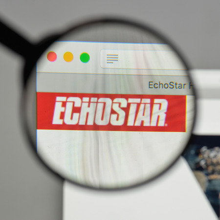 Milan, Italy - August 10, 2017: EchoStar
 logo on the website homepage.のeditorial素材