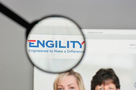 Milan, Italy - August 10, 2017: Engility Holdings logo on the website homepage.のeditorial素材