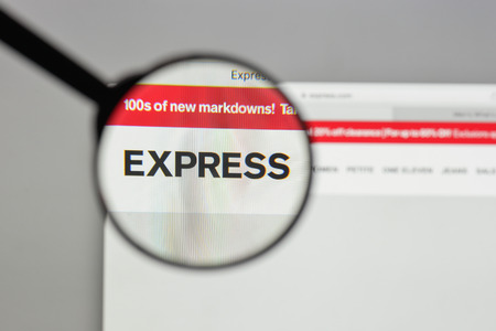 Milan, Italy - August 10, 2017: Express logo on the website homepage.のeditorial素材
