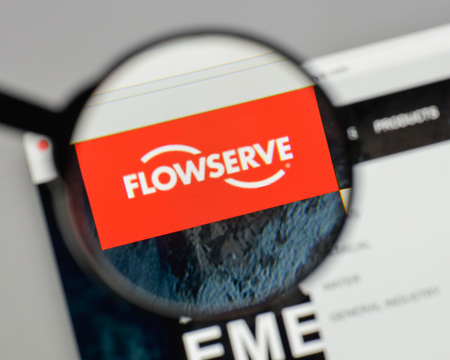Milan, Italy - August 10, 2017: Flowserve logo on the website homepage.のeditorial素材