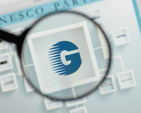 Milan, Italy - August 10, 2017: Genesco logo on the website homepage.のeditorial素材