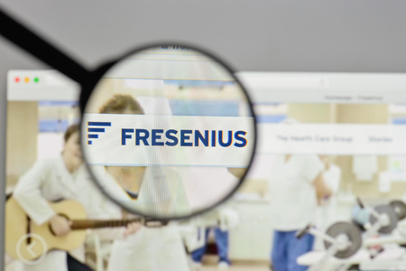 Milan, Italy - August 10, 2017: Fresenius logo on the website homepage.のeditorial素材