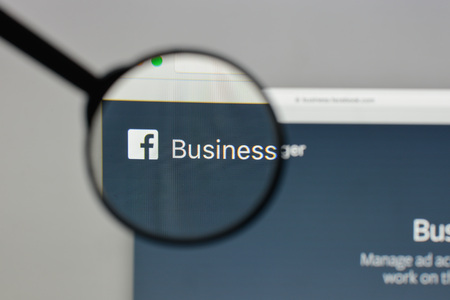 Milan, Italy - August 10, 2017: Facebook Bussiness logo on the website homepage.のeditorial素材