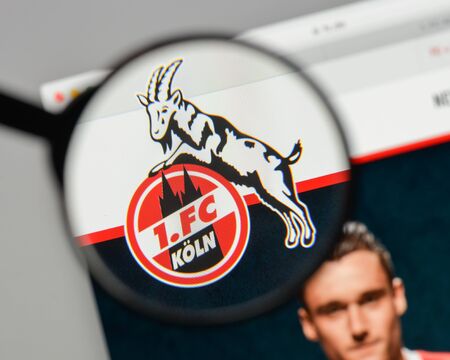 Milan, Italy - August 10, 2017: FC Colonia logo on the website homepage.のeditorial素材