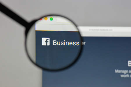 Milan, Italy - August 10, 2017: Facebook Bussiness logo on the website homepage.のeditorial素材