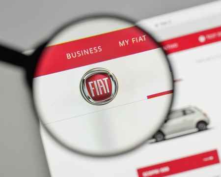 Milan, Italy - August 10, 2017: Fiat logo on the website homepage.のeditorial素材