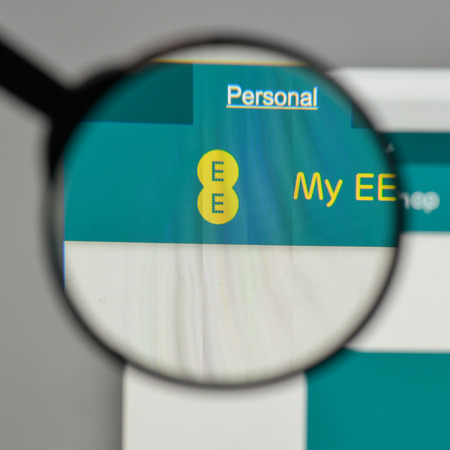 Milan, Italy - August 10, 2017: EE
 logo on the website homepage.のeditorial素材