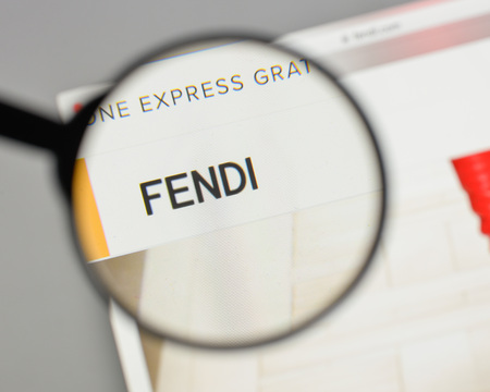 Milan, Italy - August 10, 2017: Fendi logo on the website homepage.のeditorial素材