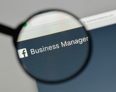 Milan, Italy - August 10, 2017: Facebook Bussiness logo on the website homepage.のeditorial素材