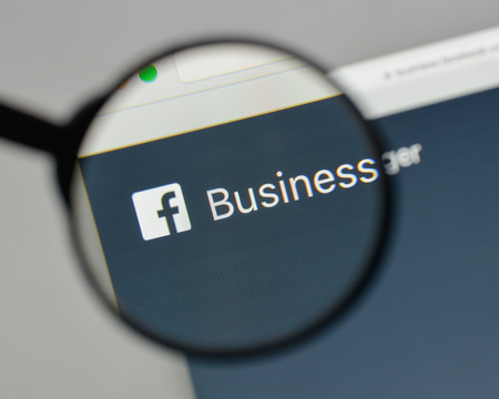 Milan, Italy - August 10, 2017: Facebook Bussiness logo on the website homepage.のeditorial素材