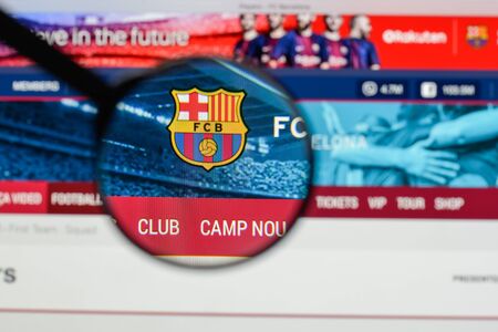 Milan, Italy - August 10, 2017: FC Barcellona logo on the website homepage.のeditorial素材