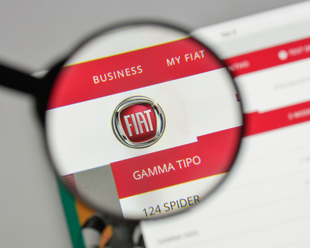 Milan, Italy - August 10, 2017: Fiat logo on the website homepage.のeditorial素材