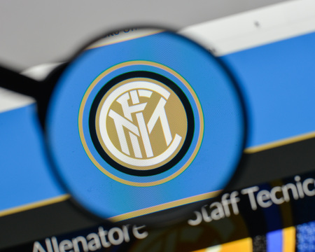 Milan, Italy - August 10, 2017: FC Internazionale logo on the website homepage.のeditorial素材