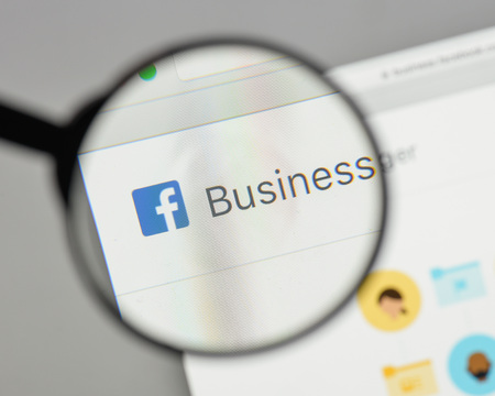 Milan, Italy - August 10, 2017: Facebook Bussiness logo on the website homepage.のeditorial素材