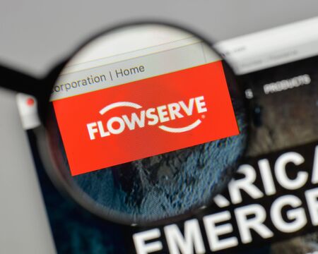 Milan, Italy - August 10, 2017: Flowserve logo on the website homepage.のeditorial素材
