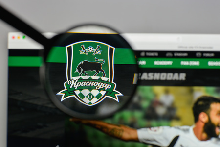 Milan, Italy - August 10, 2017: FK Krasnodar logo on the website homepage.のeditorial素材