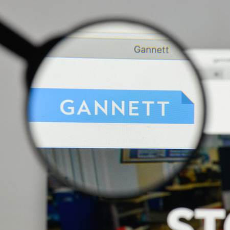 Milan, Italy - August 10, 2017: Gannett logo on the website homepage.